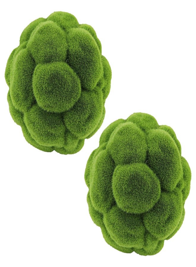LCJAOF 2pcs Artificial Moss Rocks - Fake Green Moss Balls for Garden Decoration, Realistic Faux Topiary Balls, Fade-Resistant&Versatile for Weddings, Parties, and DIY Landscaping - Image 1